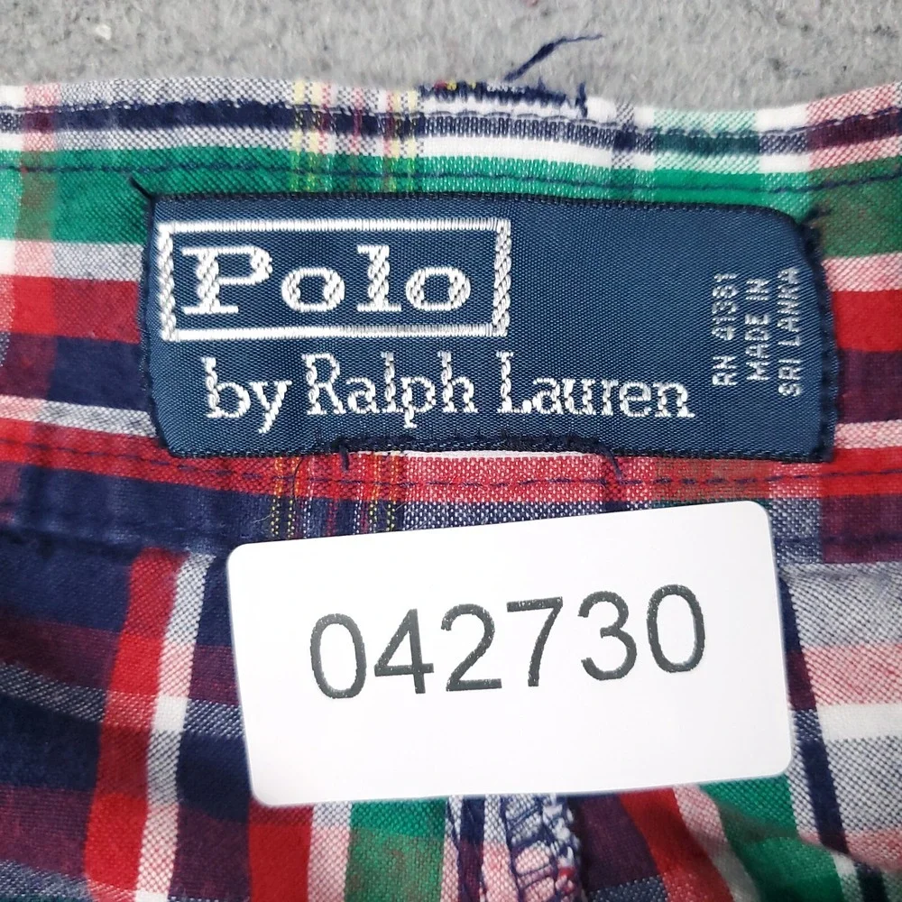 Ralph Lauren Cargo Shorts Mens 42 Blue Red Plaid Outdoors Hiking Camping